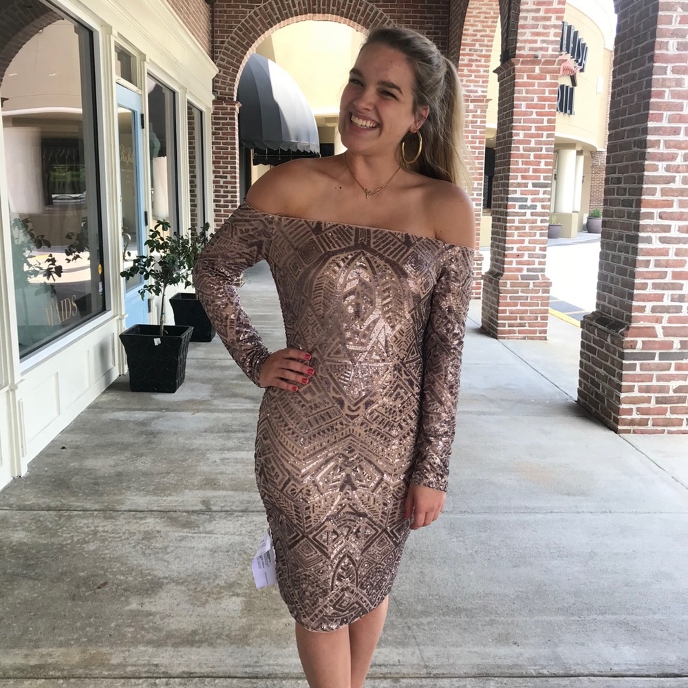 Rose gold cocktail dress